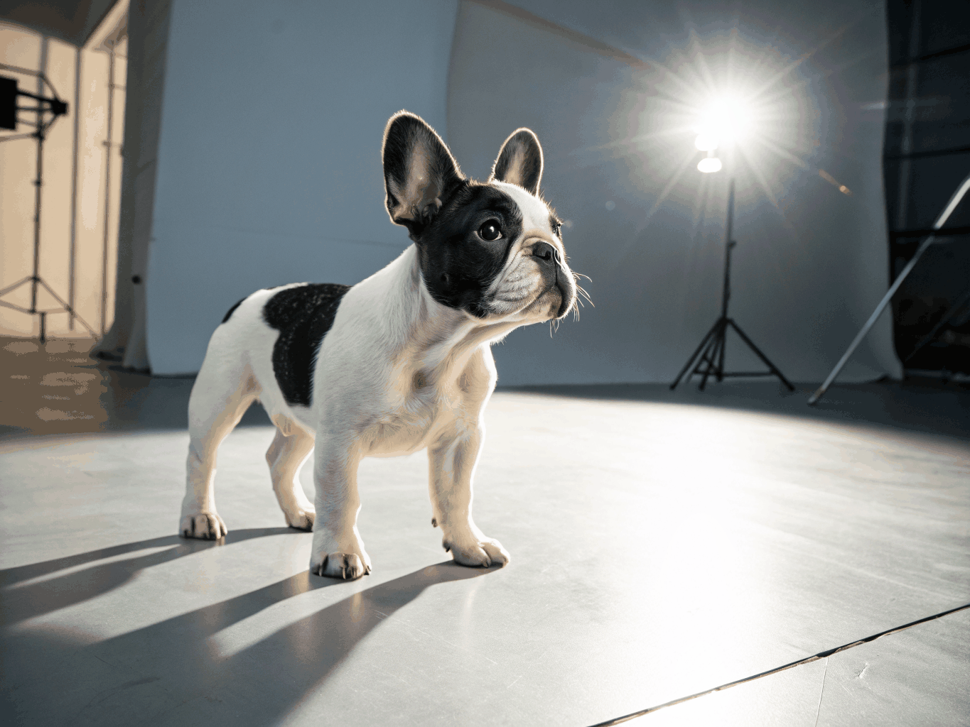 Alert French Bulldog sitting in a bright living space