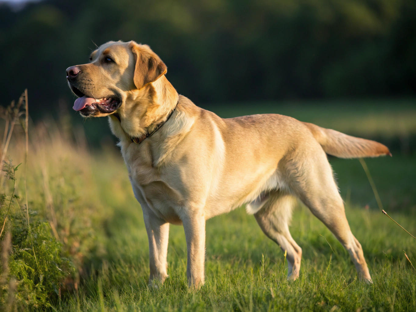 Healthy Labrador Retriever looking forward in a park setting